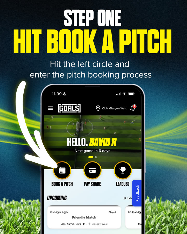 Tap 1 — Book a pitch