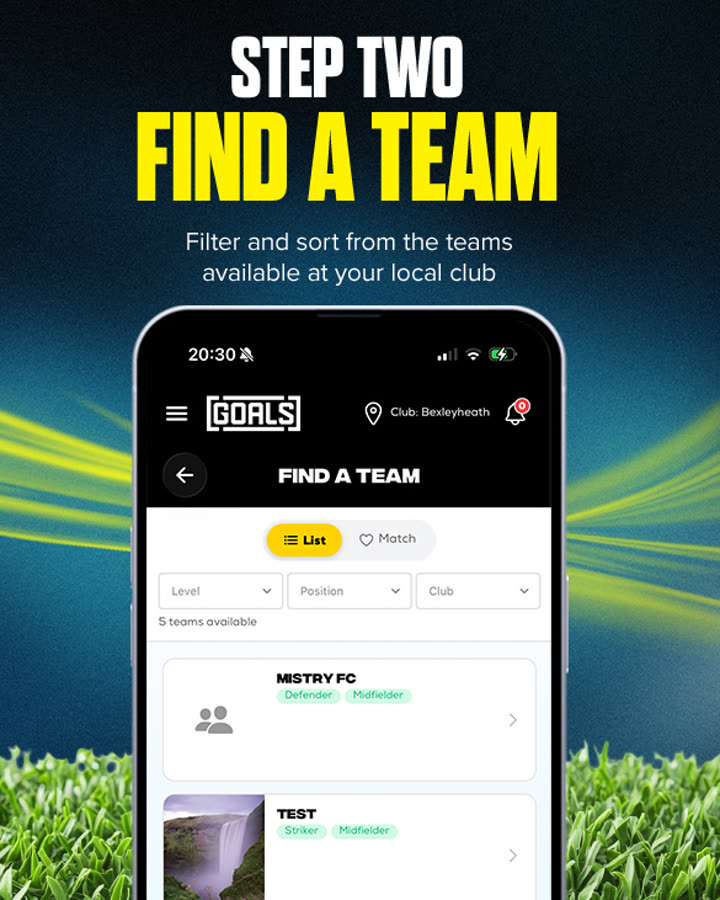 Find a team — step 3