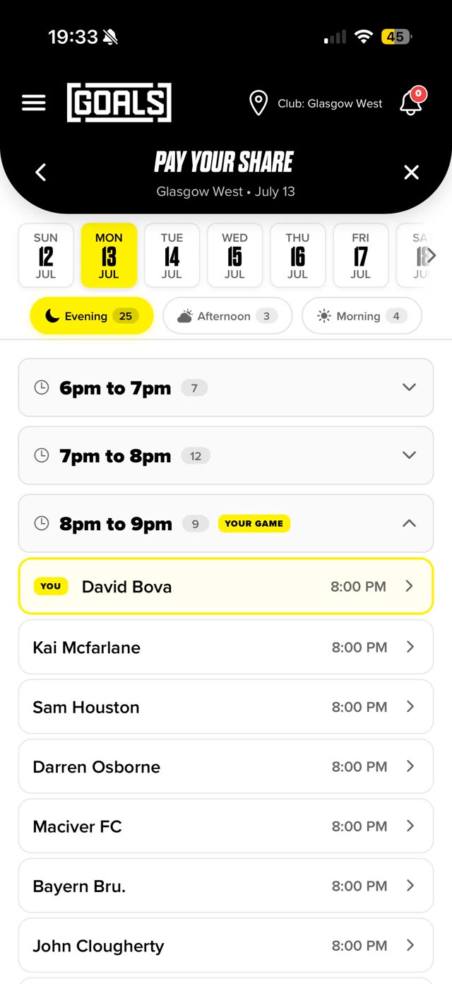 Pay Your Share in the GOALS app
