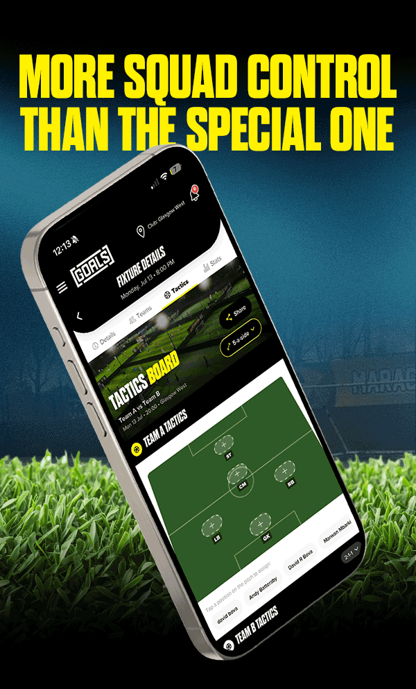 The tactics board in the GOALS app — more squad control than The Special One