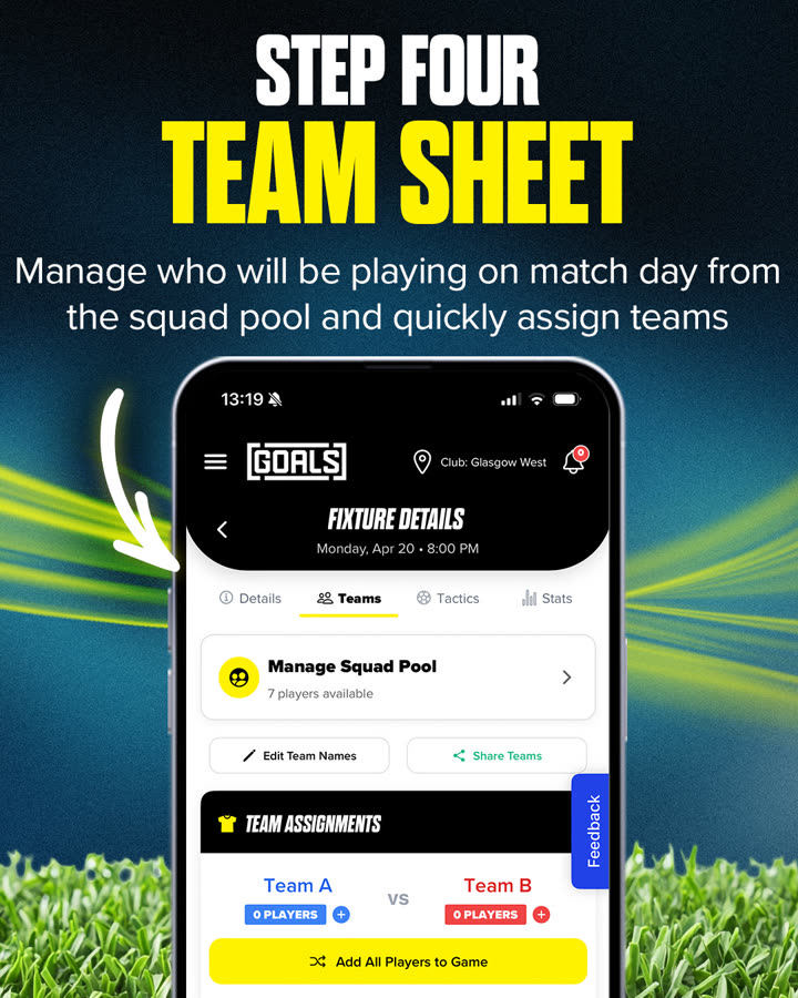 Team sheets — step 4